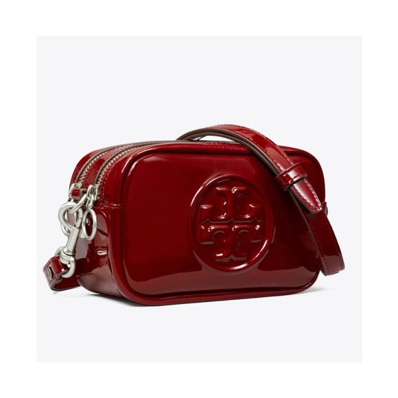 Tory Burch Handbags - TORY BURCH Perry Bombé Patent Mini Bag Burgundy